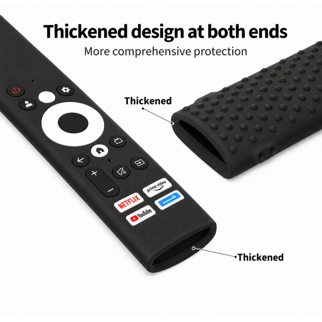 Upix Silicone Protective Cover for Lloyd Smart TV Remote – Soft Silicone Case Only (Black)