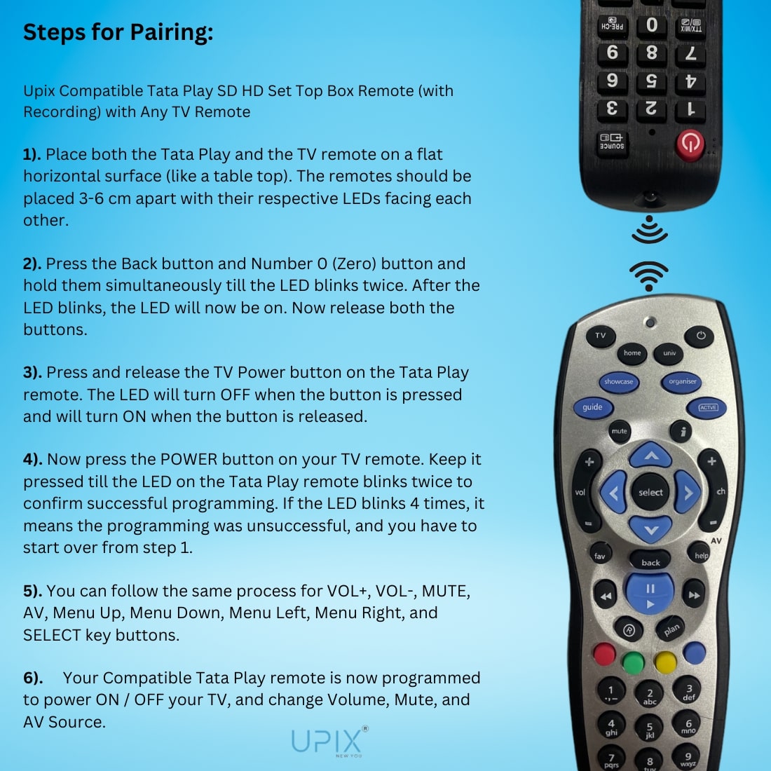Upix Compatible Tata Sky DTH Remote No. 434 (With Recording)
