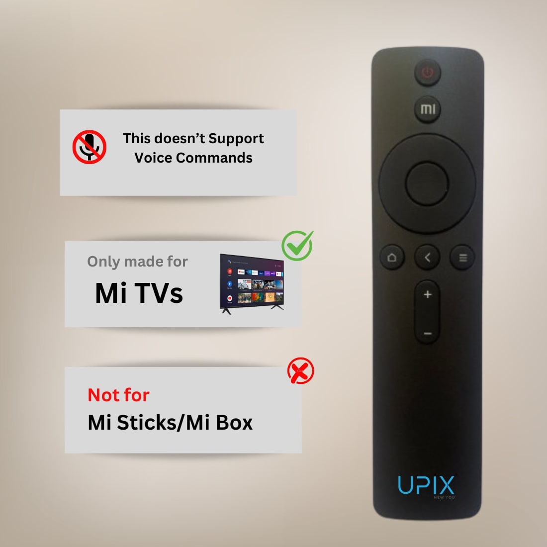 Upix Compatible Xiaomi Mi Smart TV Remote No. 4A (No Voice)