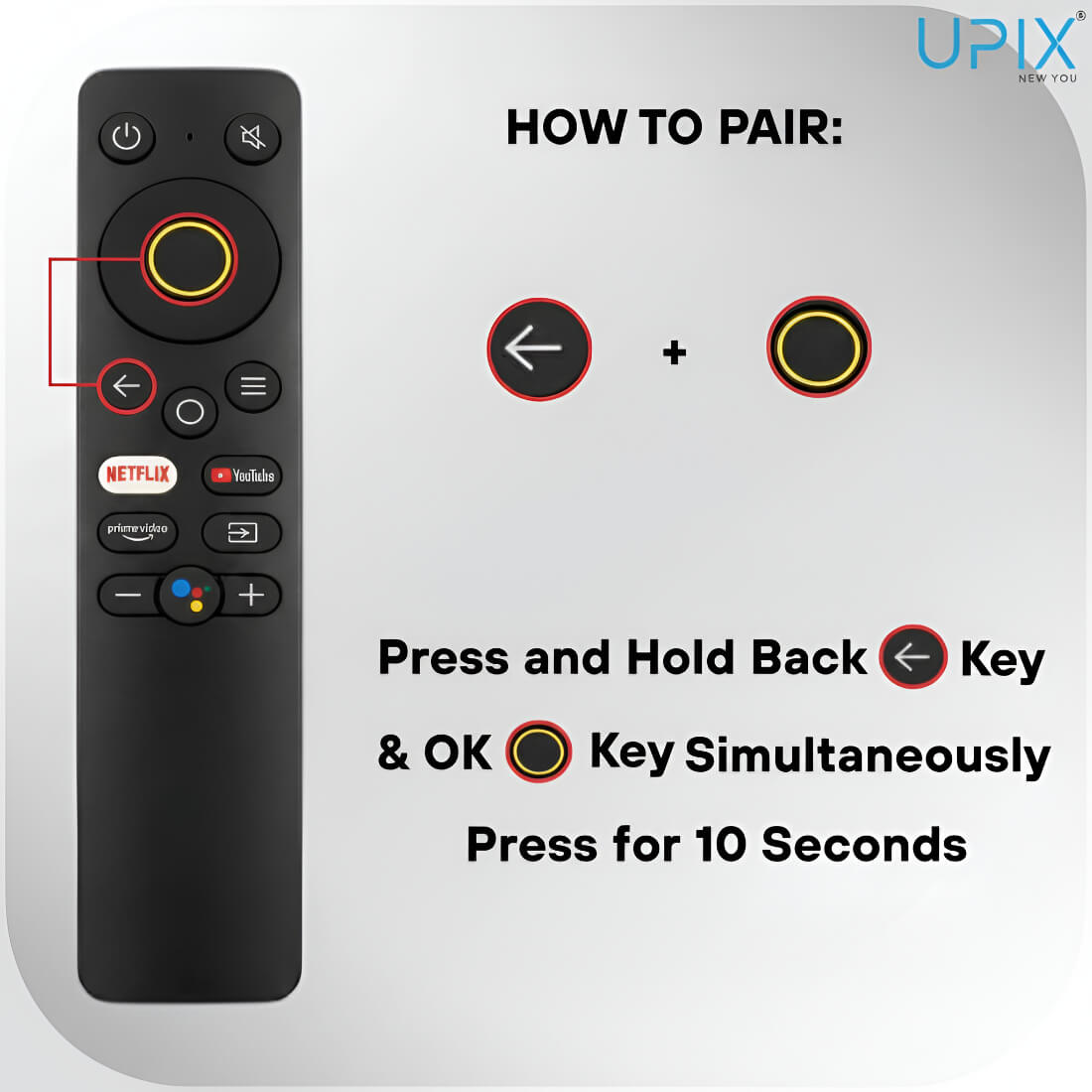 Upix Compatible Realme Smart TV Remote No. 875 | with Voice | Pairing is Required