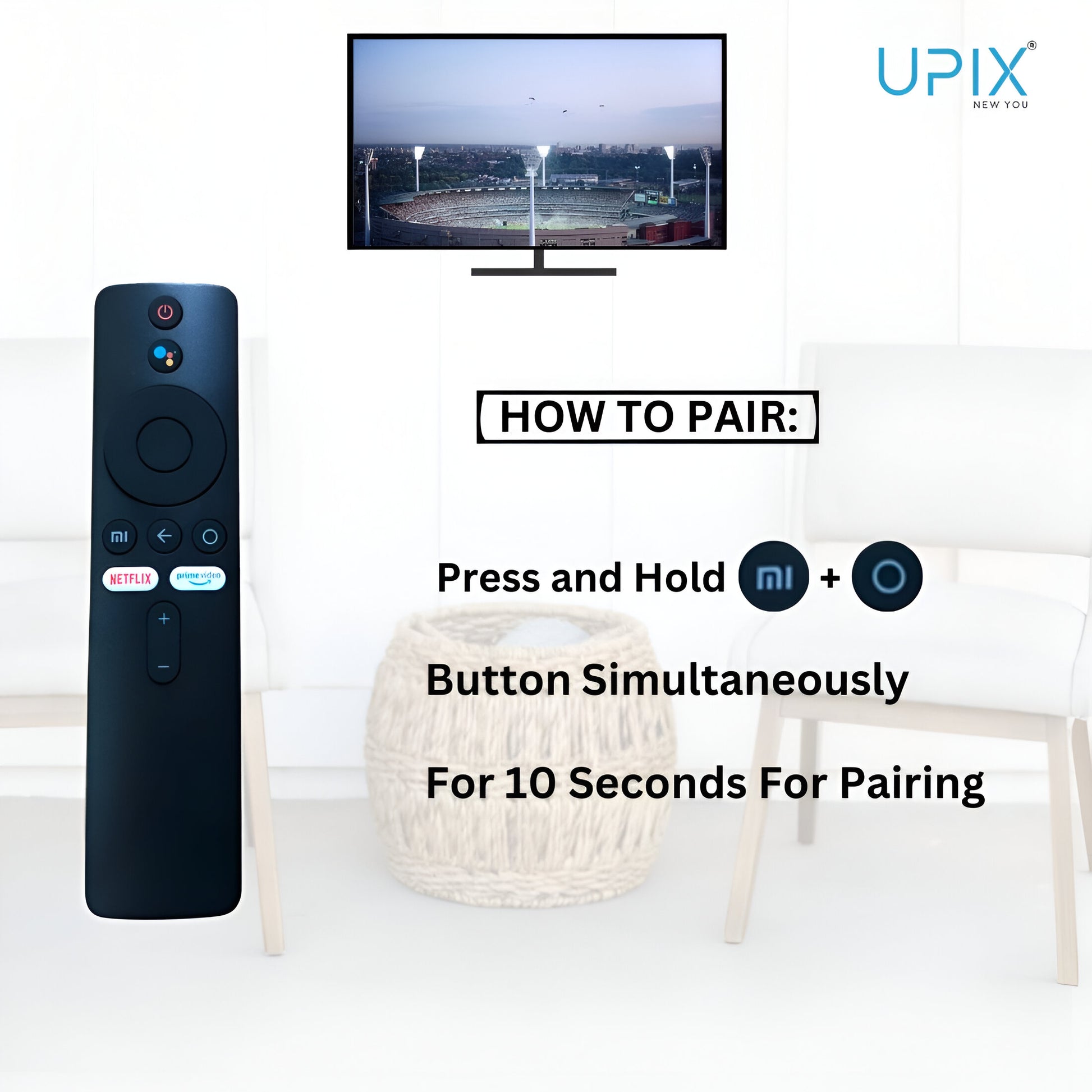 Upix Compatible Xiaomi Mi Smart TV Remote No. 988, with Voice, Pairing is Required