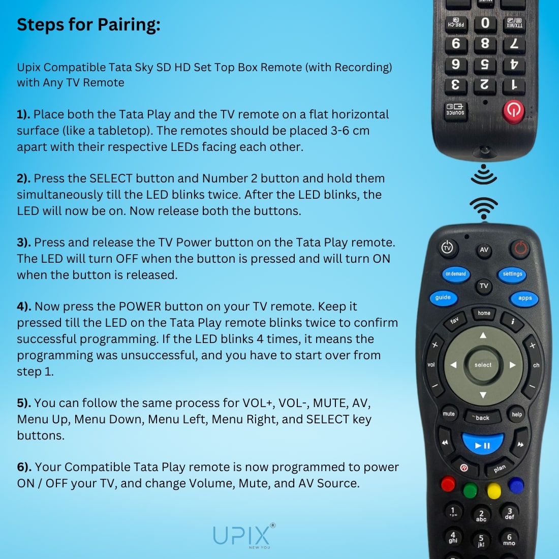 Upix Compatible Tata Sky DTH Remote No. 9 (With Recording)