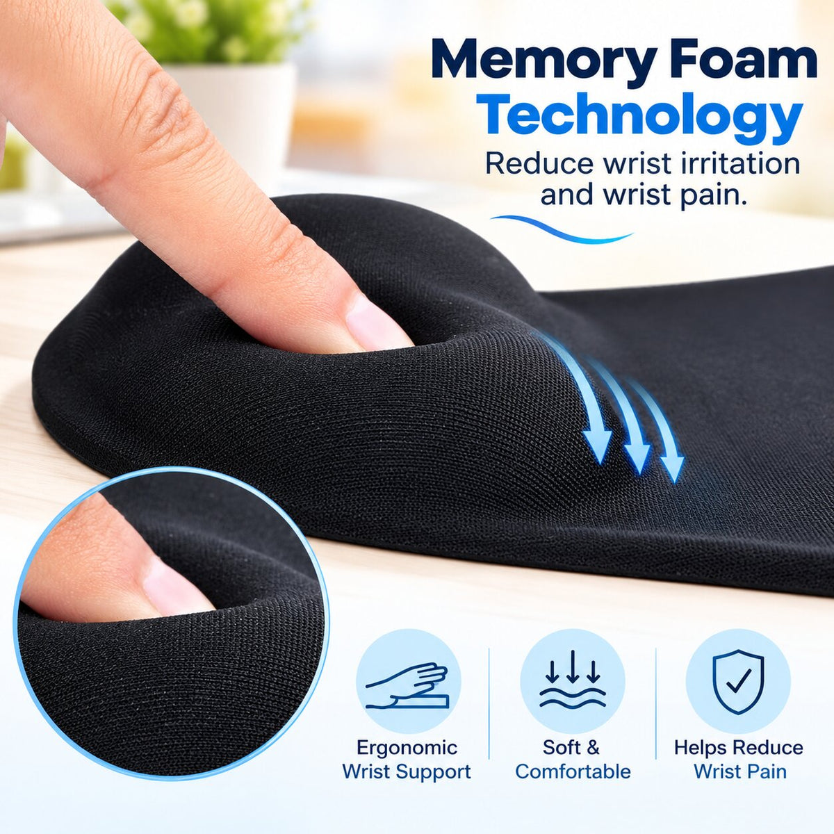 Upix Mouse Pad, Ergonomic Mouse Pad with Comfortable Gel Wrist Support and Lycra Cloth