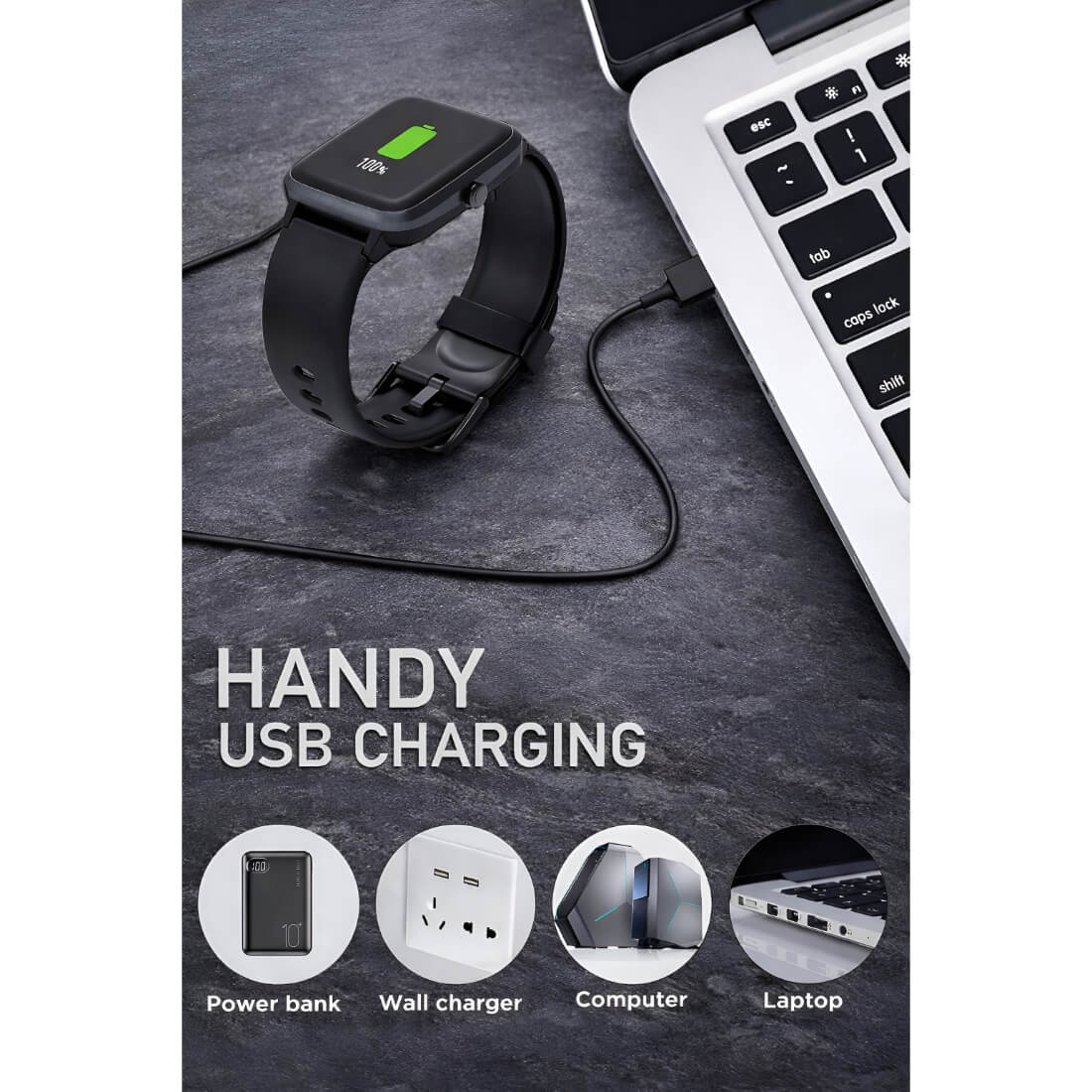 Upix Smartwatch Charging Cable 2 Pin (10mm Gap) | 5V USB Fast Charger Cable Only for Boat, Fire-Boltt Smartwatch (Not for All Models)