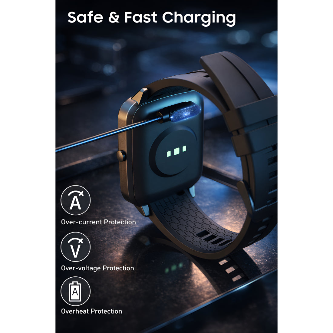 Upix Smartwatch Charging Cable 2 Pin (10mm Gap) | 5V USB Fast Charger Cable Only for Boat, Fire-Boltt Smartwatch (Not for All Models)