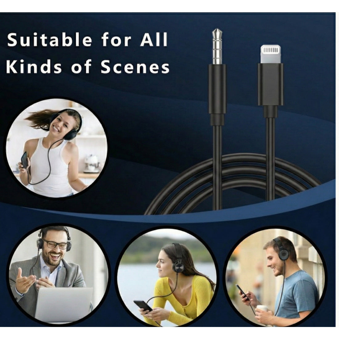 Upix Lightning to 3.5mm AUX Cable for iPhone | 1 Metre | Compatible with iphone 14/13/12/11/X/8/7/6 & iPad