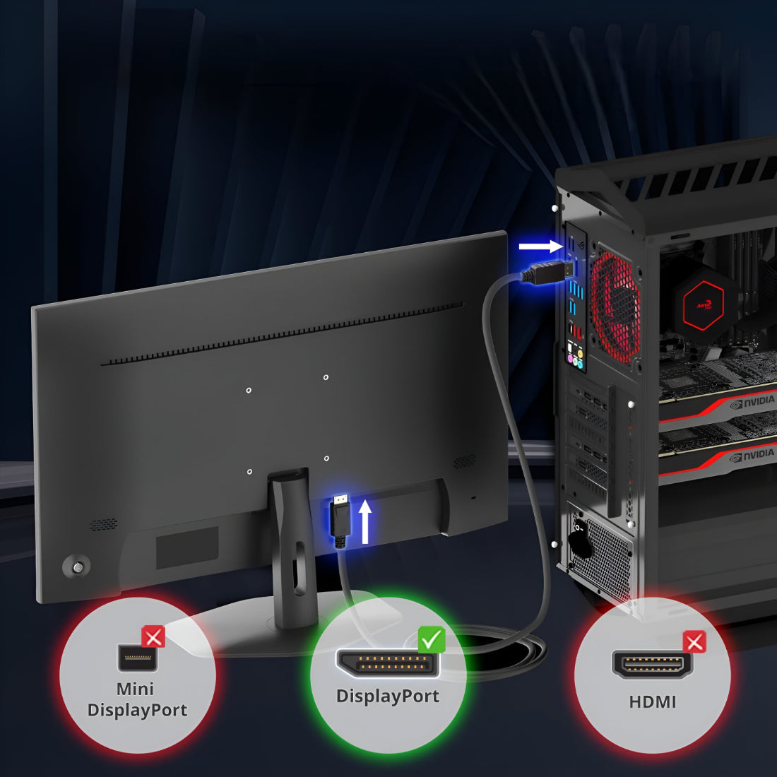 Upix 4K Display Port to Display Port Cable Audio & Video Display Cable for Projector, Laptop ? (1.6 Metres)