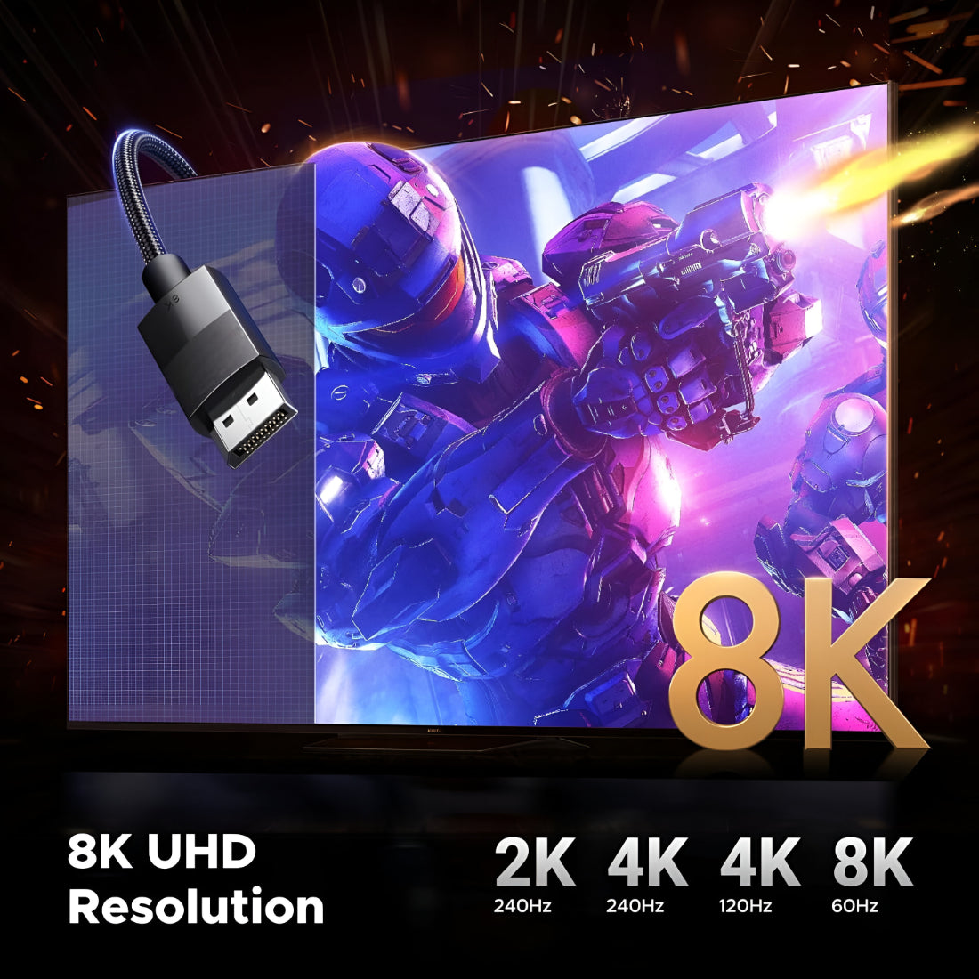 Upix 4K Display Port to Display Port Cable Audio & Video Display Cable for Projector, Laptop ? (1.6 Metres)