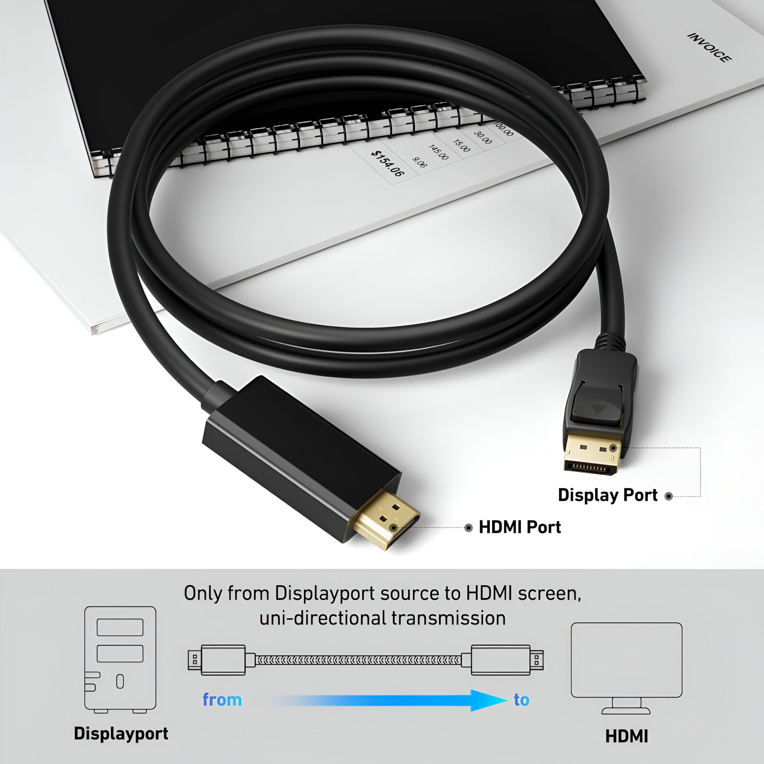 Upix 4K Display Port to HDMI Cable for Projector, Laptop, TV, Monitor, MacBook ? (1.5 Metres)