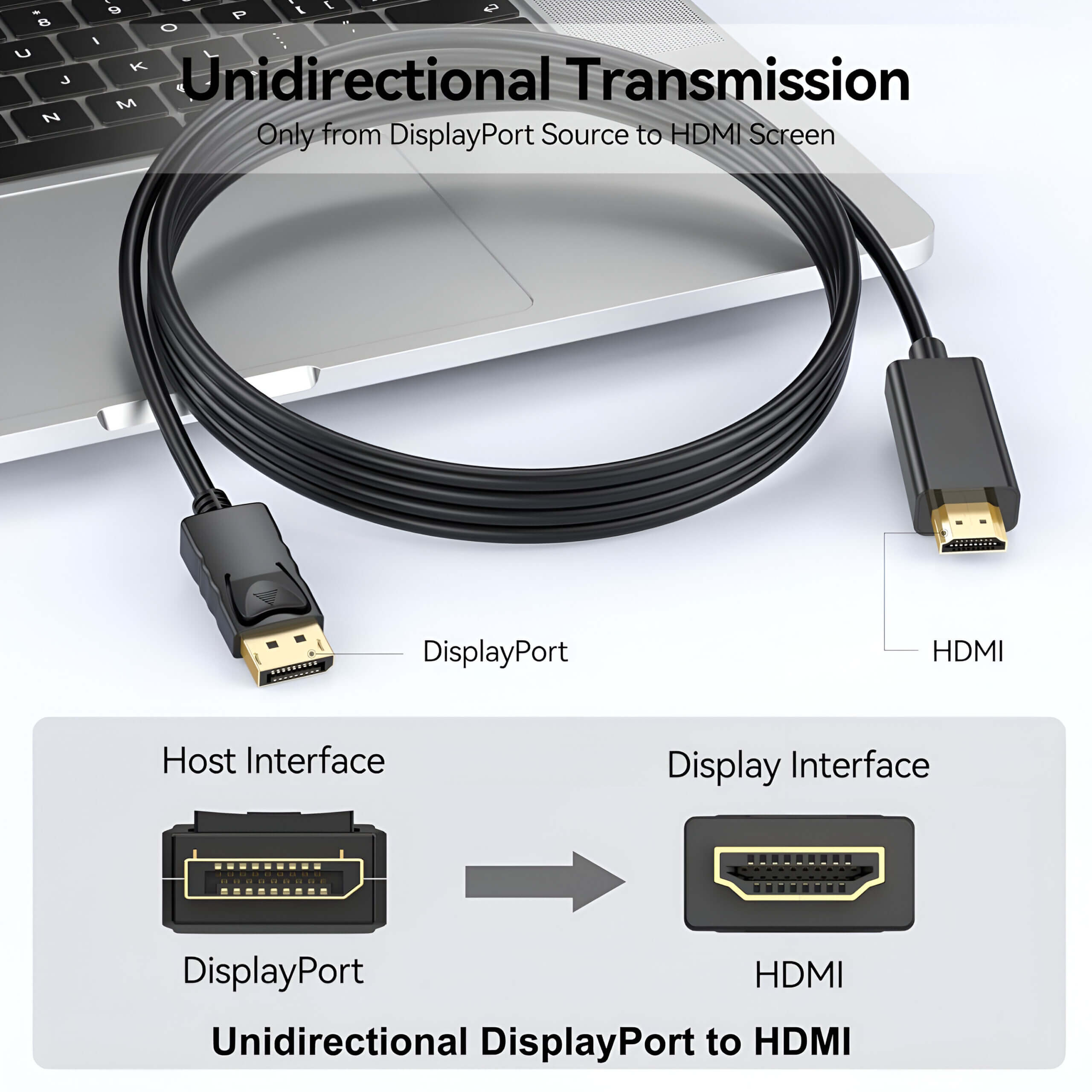 Upix 4K Display Port to HDMI Cable for Projector, Laptop, TV, Monitor, MacBook ? (1.5 Metres)