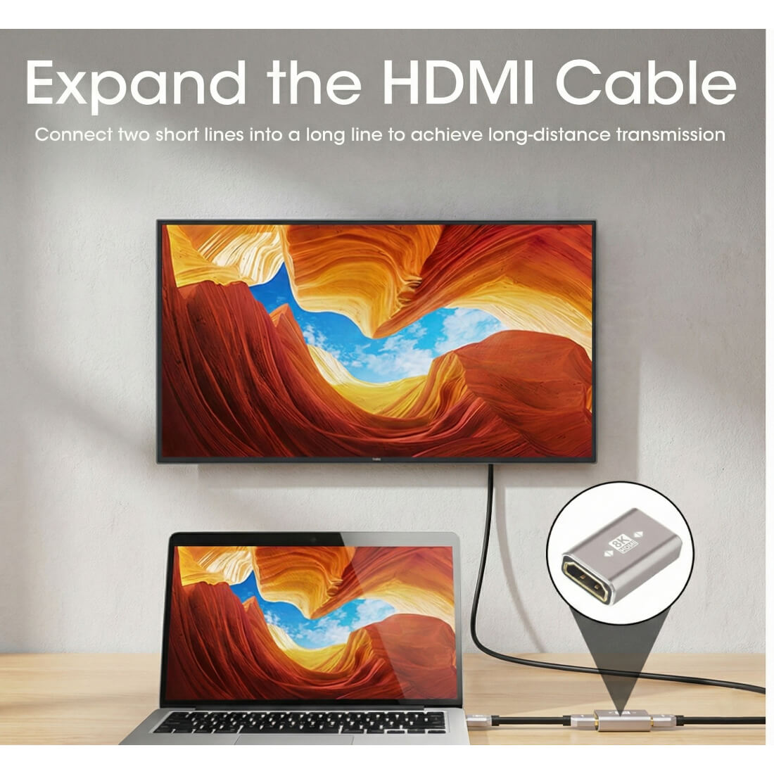 Upix HDMI 2.1 Female-Female Adapter | 8K@60Hz 4K@144Hz, 48Gbps | Compatible for  TV, Monitor, Laptop, Projector, Gaming Console