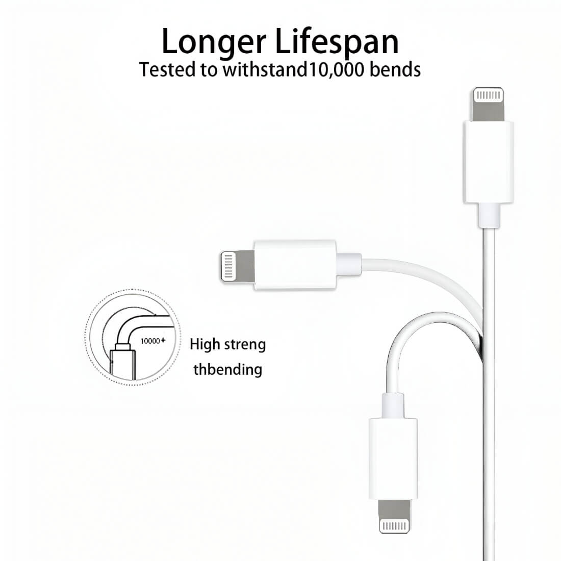 Upix Lightning to USB Cable Data Sync Fast Charging Cable, Compatible for iPhone 13, 12,11, X, 8, 7  (1 Metres) - White