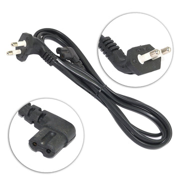 Upix 2 Pin Power Cord  with L-shaped Adapter for Laptop, Printer - 1.3 Meters