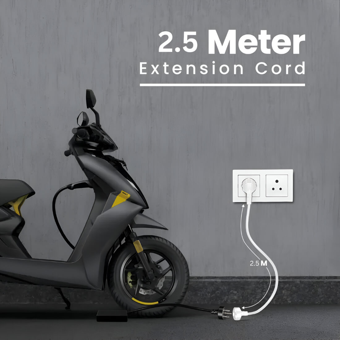 Upix 3 Pin Electric Extension Cord ? Expandable 6A Power Cord - 2.5 Metres, Suitable for Home, Office & Outdoor