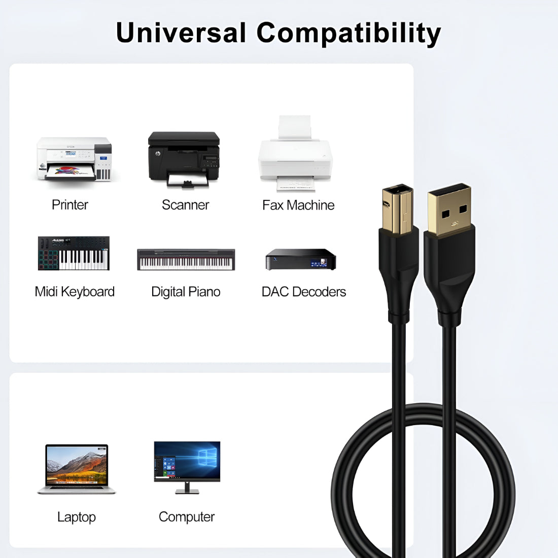 Upix Premium USB Printer Cable 9.1 Metres (32.81 Feet) Compatible with Printer, Scanner, Digital Camera