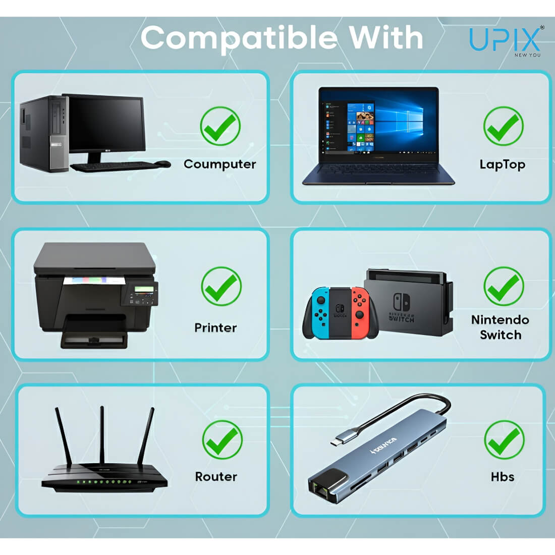Upix Ethernet RJ45 Coupler, Pack of 2, For Router, Modem, Computer, Smart TV