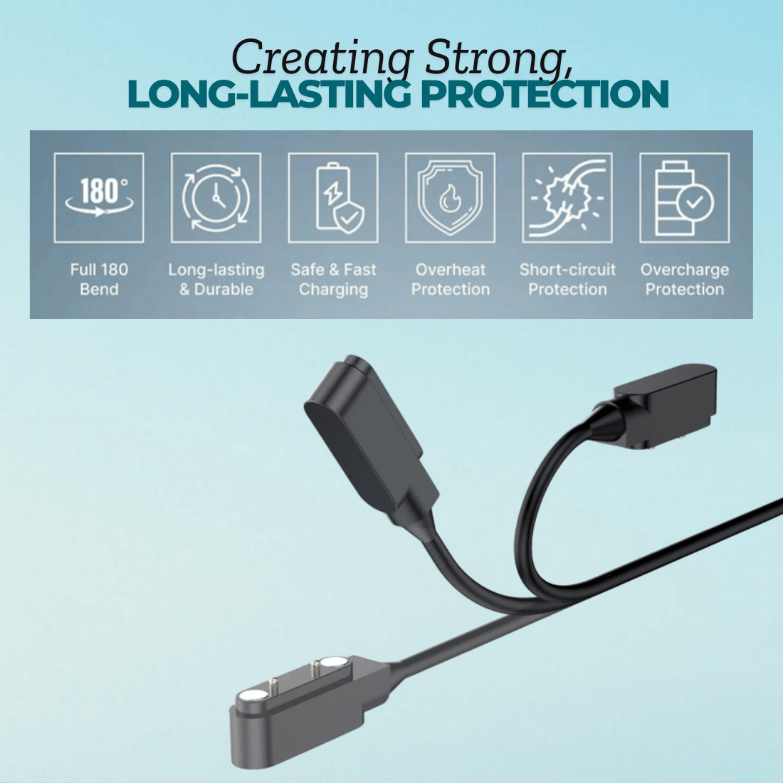 Upix Smartwatch USB All Type Charging Cable (Please match Cable Port before Ordering) (Works with 5V USB Adapter)