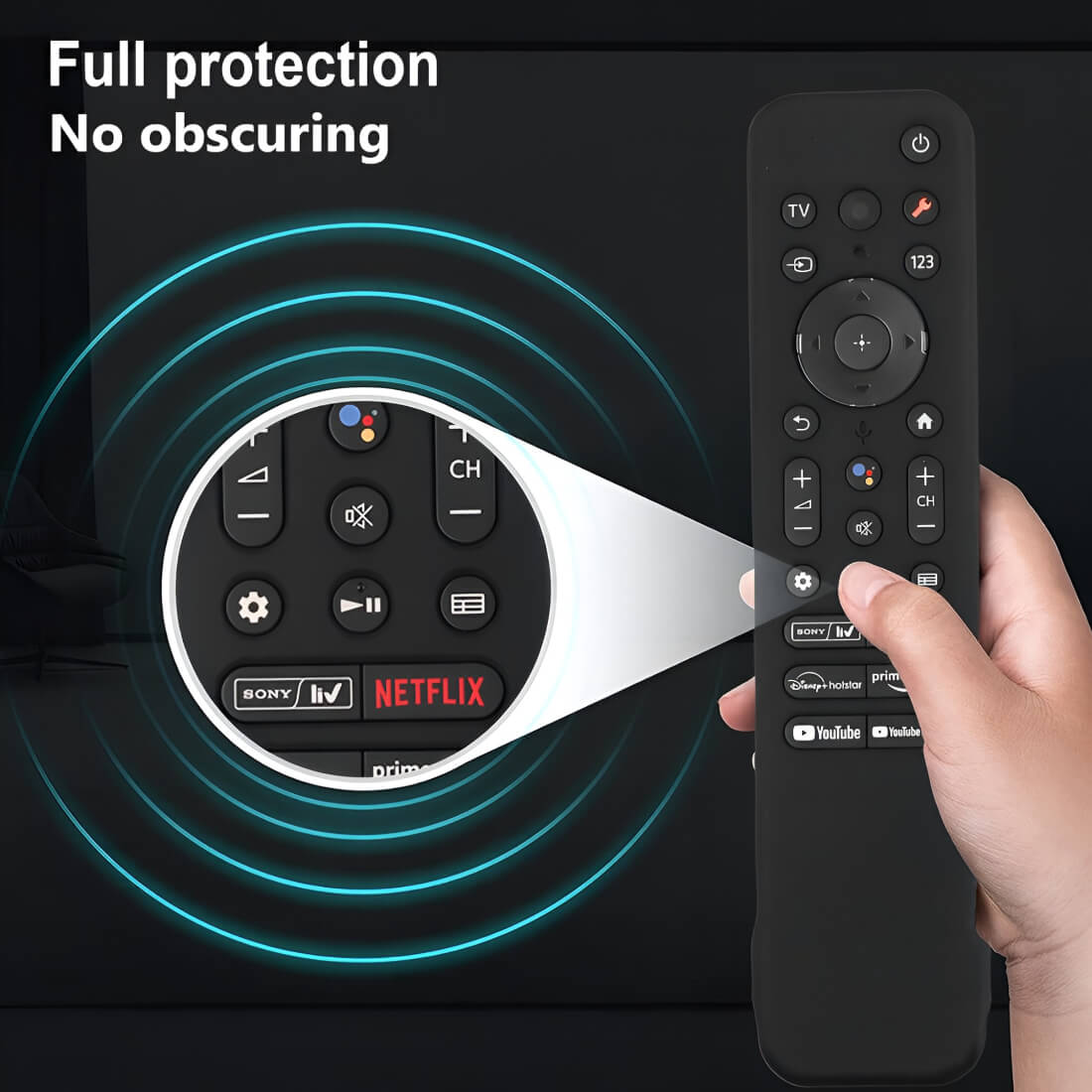 Upix Silicone Protective Cover for Sony Smart TV Remote – Soft Silicone Case Only (Black)