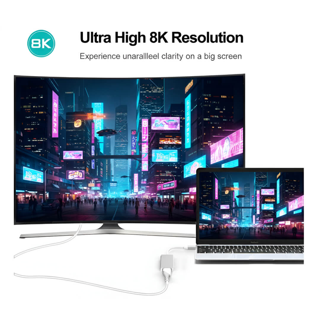 Upix USB Type C Male to Female DisplayPort Cable Adapter 8K/4K UHD | Compatible for MacBook/Chromebook, Smartphones, laptops, Tablets, and HDTVs