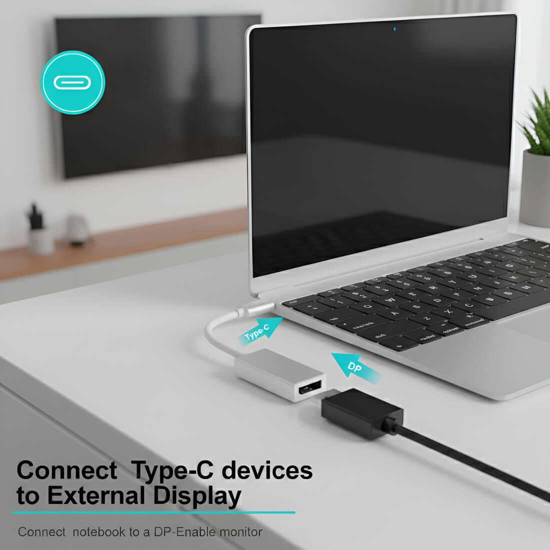 Upix USB Type C Male to Female DisplayPort Cable Adapter 8K/4K UHD | Compatible for MacBook/Chromebook, Smartphones, laptops, Tablets, and HDTVs