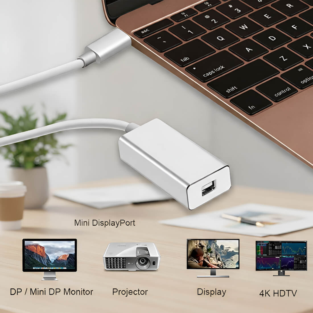 Upix USB Type C Male to Female Mini DisplayPort Cable Adapter 8K/4K UHD | Compatible for MacBook/Chromebook, Smartphones, laptops, Tablets, and HDTVs