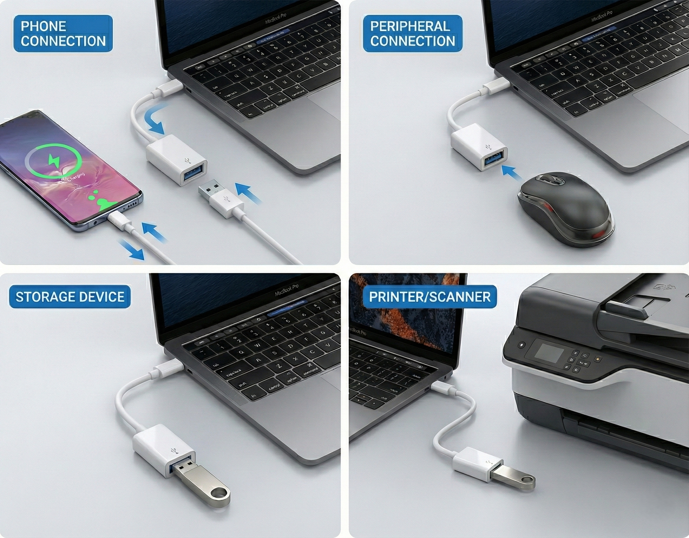 Upix USB Type C to USB 3.0 Female OTG Adapter for Camera, Pendrive & Laptops