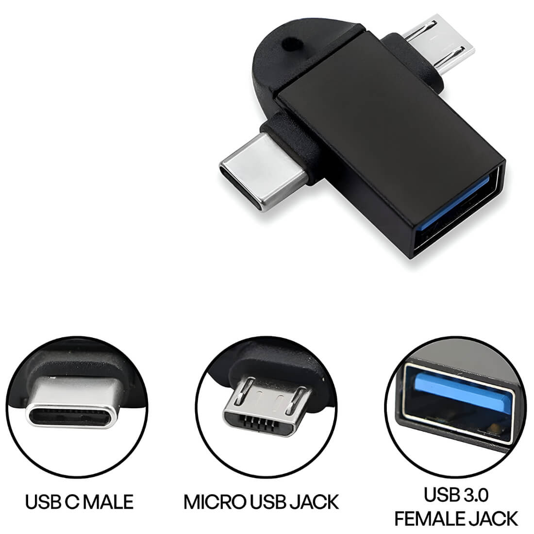 Upix 2 in1 OTG Adapter USB 3.0 to Type-C with Micro-USB Port Converter