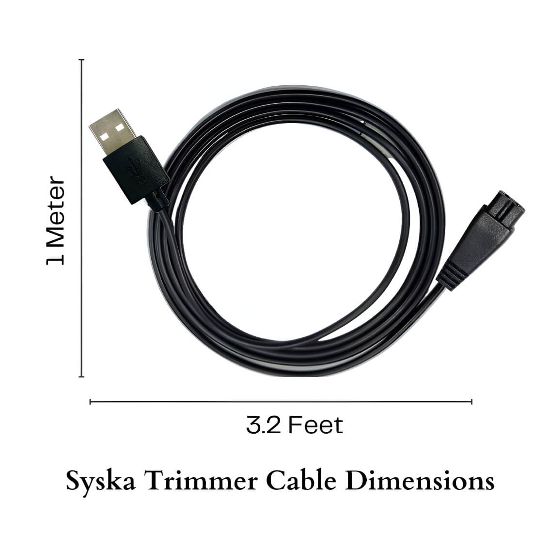 Upix USB Syska Trimmer Charging Cable 1 Meter (3.2 Feet), Compatible Only for Syska Trimmer, Shavers, Body Groomers (Match Cable Port before Ordering, Check Images) (Works with 5V USB Adapter Only)