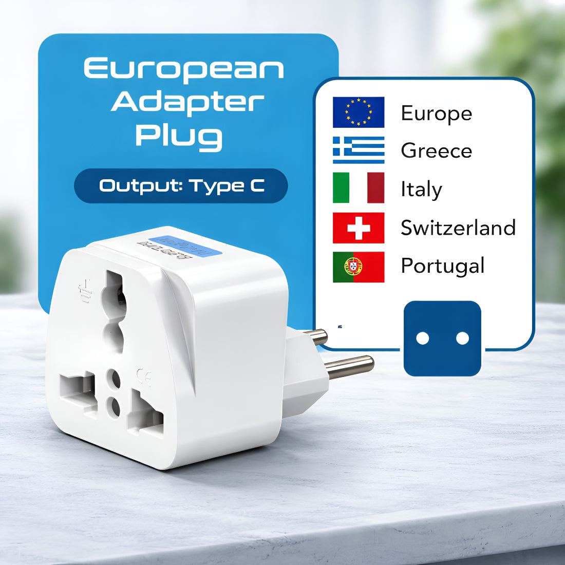 Upix World to India Two Prong Travel Adapter Plug - USA, UK, China, Canada, Australia Adapter Upix Inc.