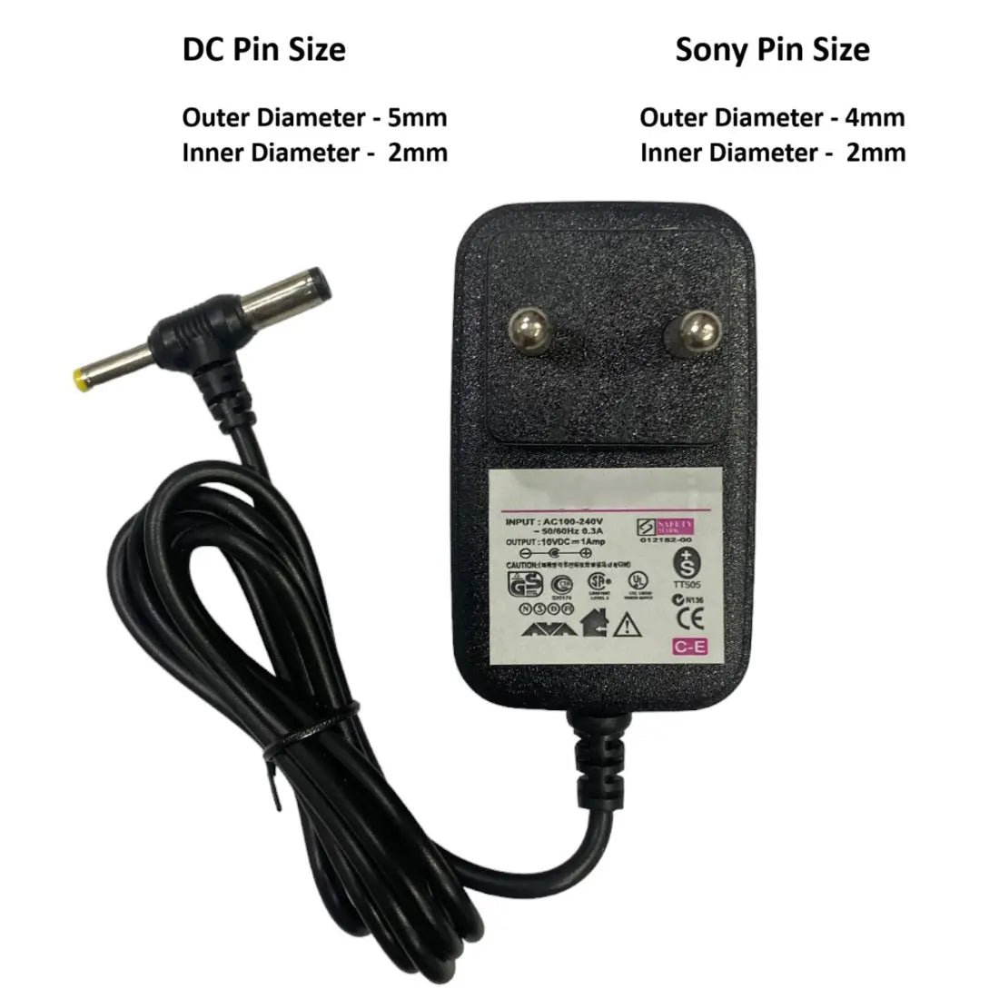 Upix 10V 1A DC Supply Power Adapter (with DC and Sony Pin)