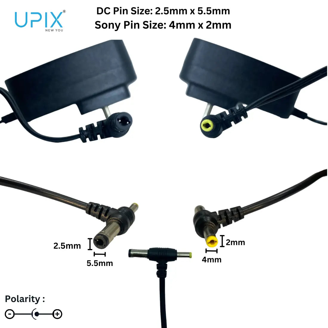 Upix 12V 1A DC Supply Power Adapter (with DC and Sony Pin)