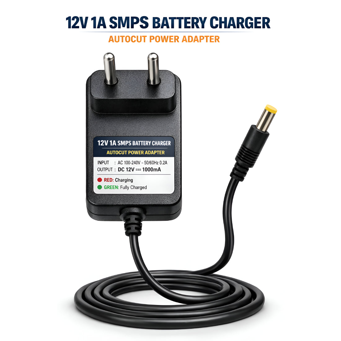 Upix 12V 1A Auto Cut-Off SMPS DC Power Adapter,  Fast SMPS Charger with LED Indicator, with DC Pin Upix Inc.
