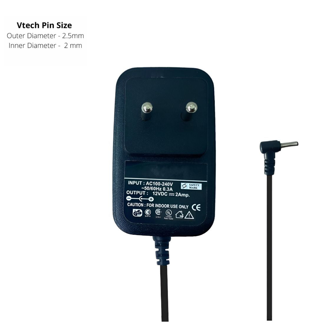 Upix 12V 2A DC Supply Power Adapter (with Slim Pin)