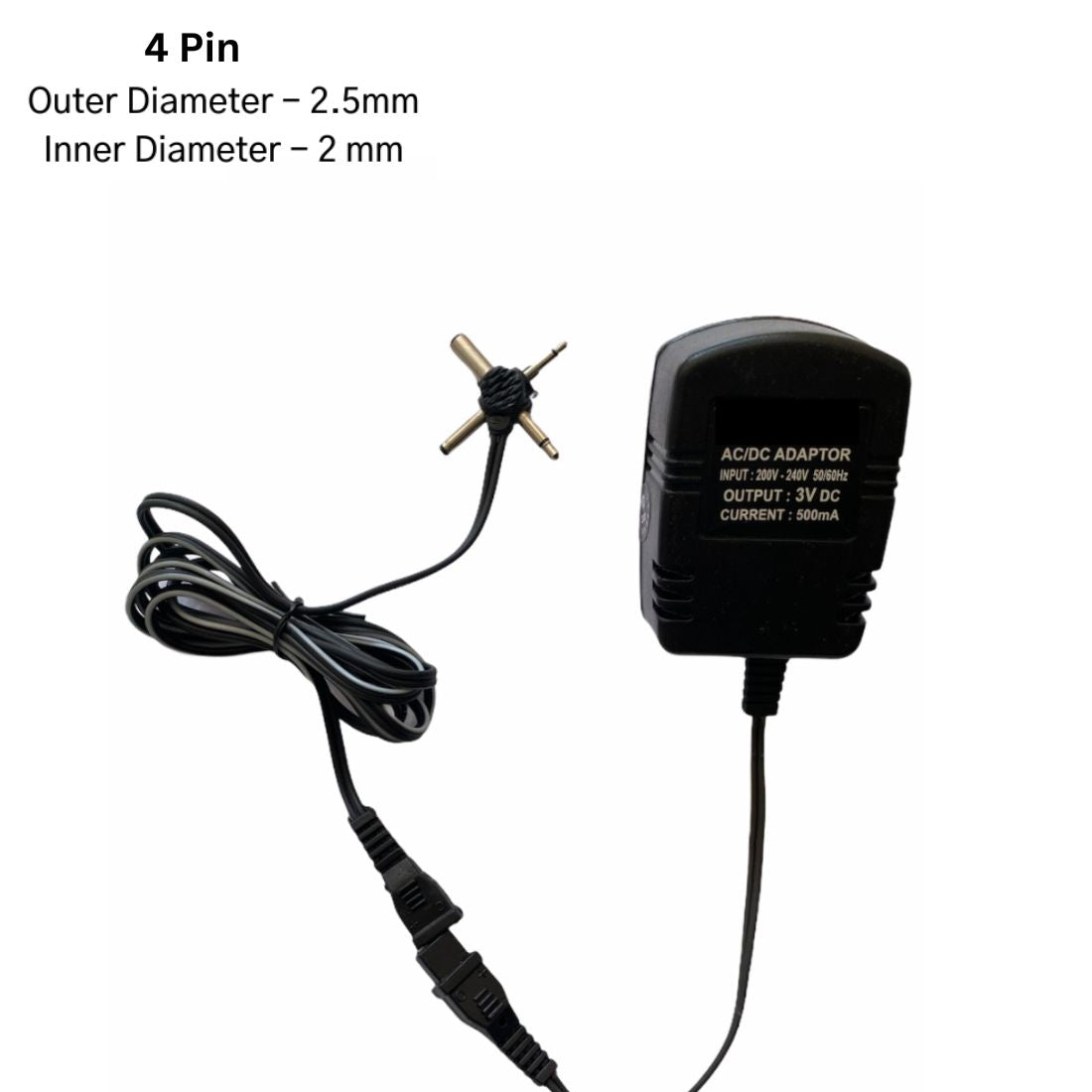 Upix 3V 500mA DC Supply Power Adapter (with 4 Pin)