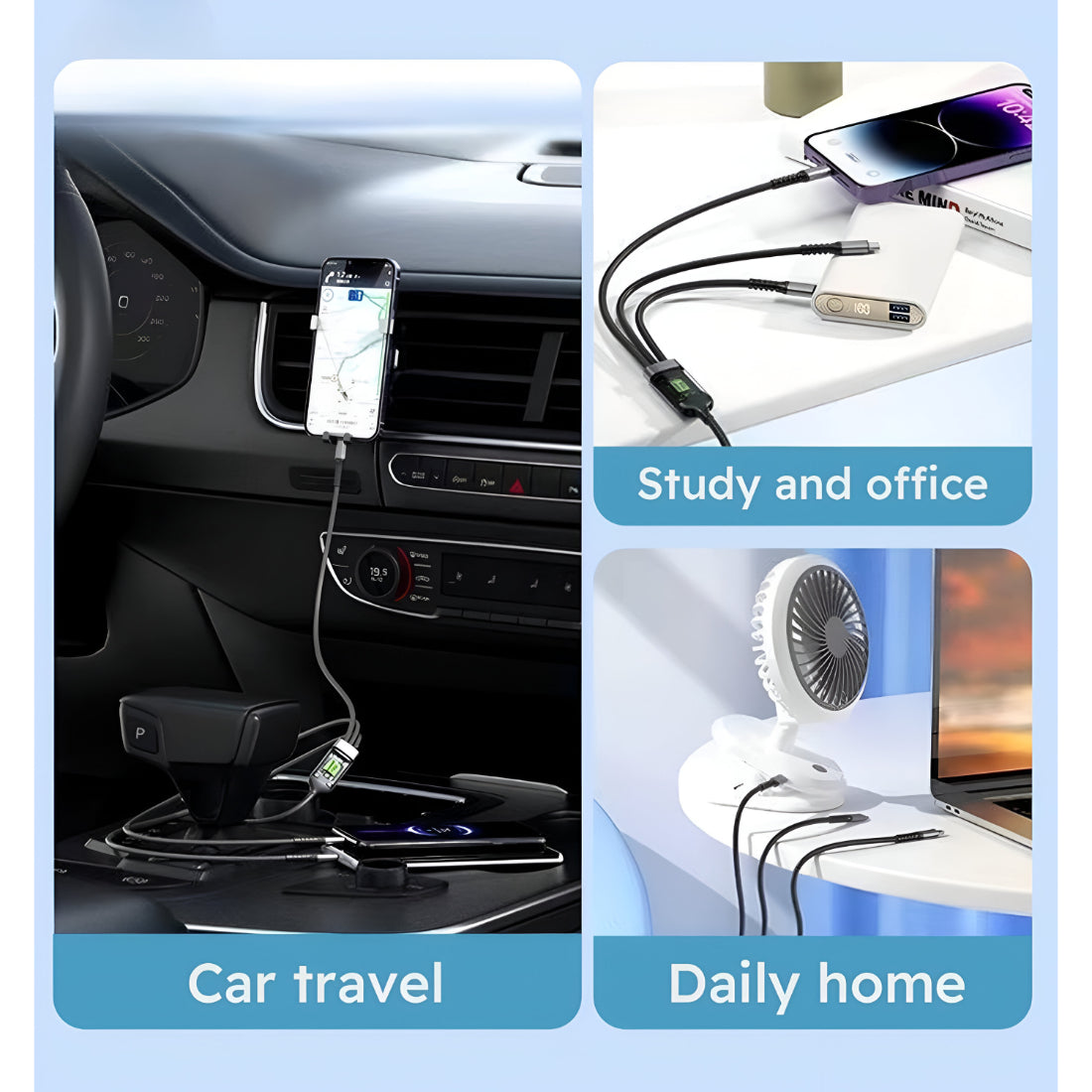 Upix 3 in 1 Charging Cable 120W/6A Fast Charging USB 3.0 Cable