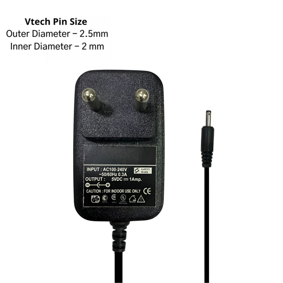 Upix 5V 1A DC Supply Power Adapter (with Slim Pin)