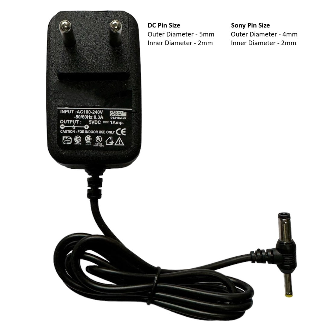 Upix 5V 1A DC Supply Power Adapter (with DC and Sony Pin)