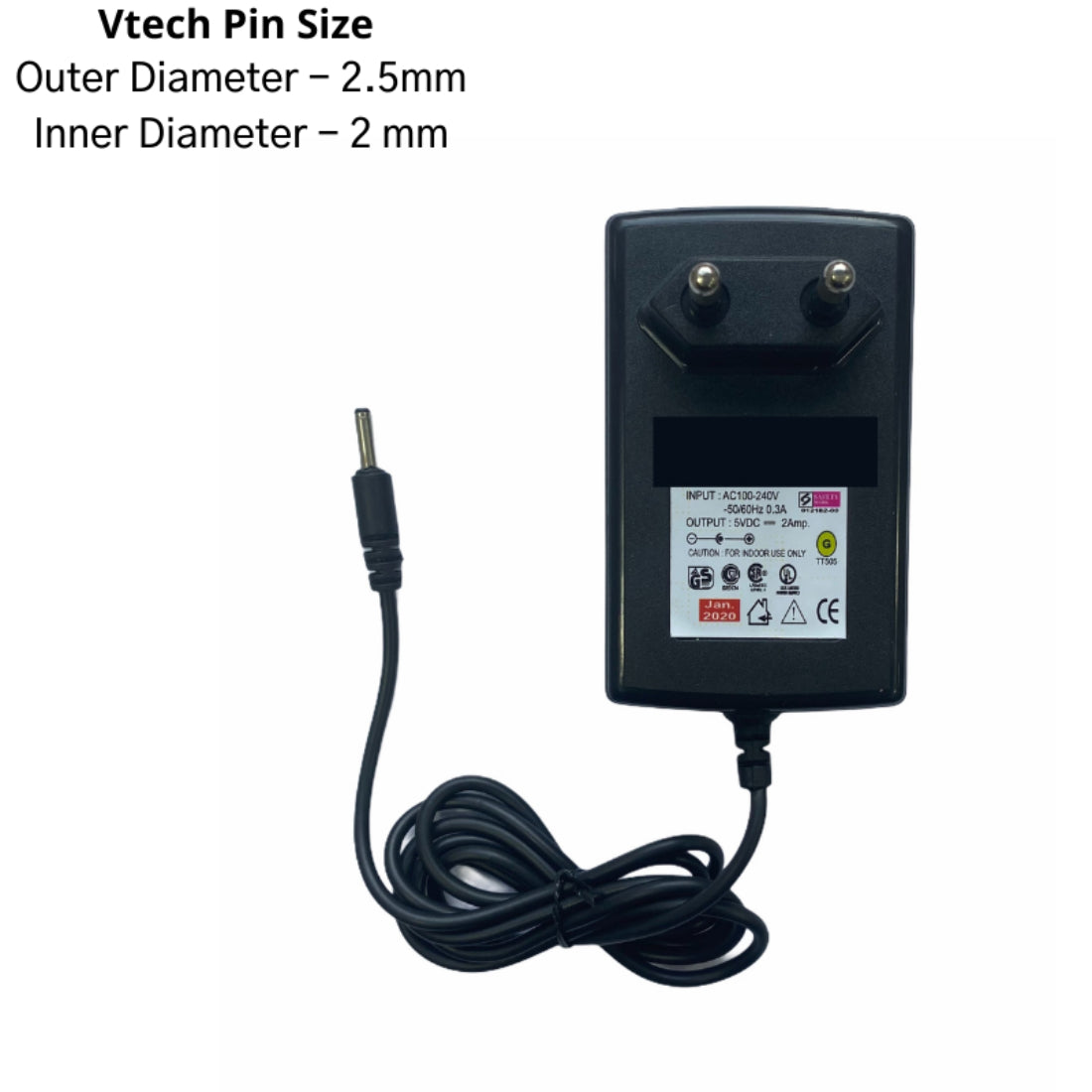 Upix 5V 2A DC Supply Power Adapter (with Slim Pin)