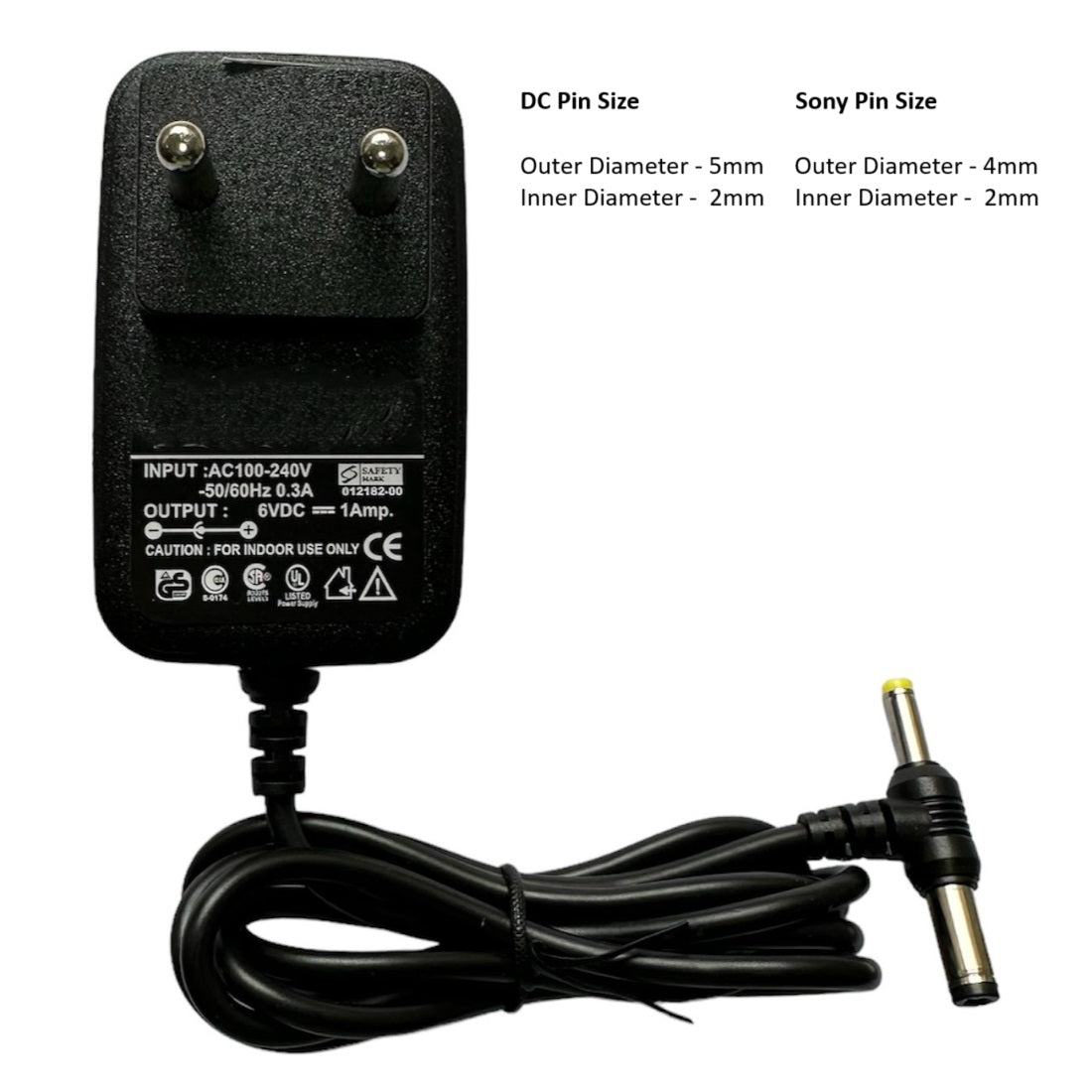 Upix 6V 1A DC Supply Power Adapter (with DC and Sony Pin)