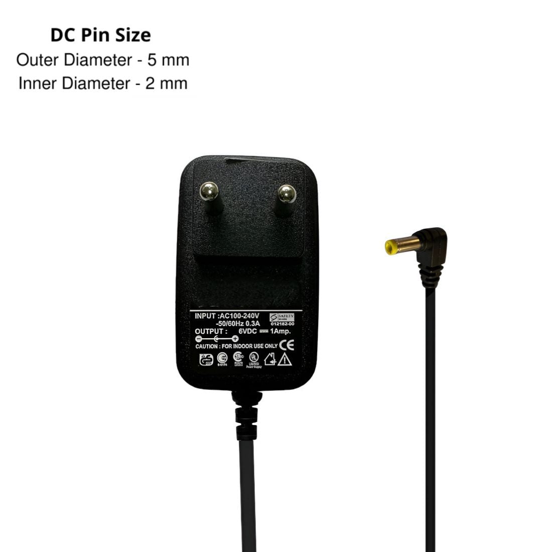 Upix 6V 1A DC Supply Power Adapter (with DC Pin)
