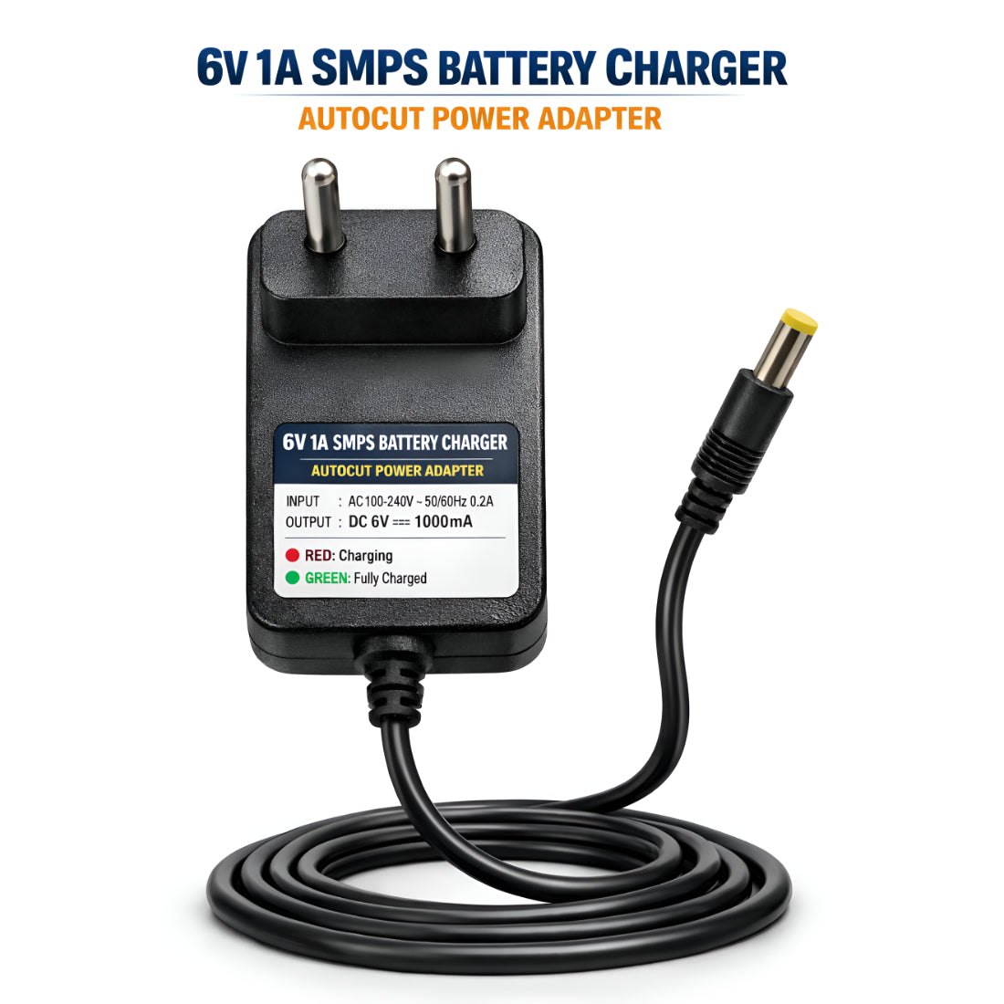 Upix 6V 1A Auto Cut-Off SMPS DC Power Adapter, Fast SMPS Charger with LED Indicator, with DC Pin