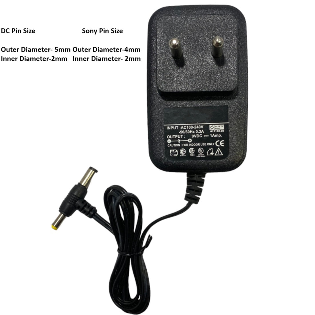Upix 9V 1A DC Supply Power Adapter (with DC and Sony Pin)