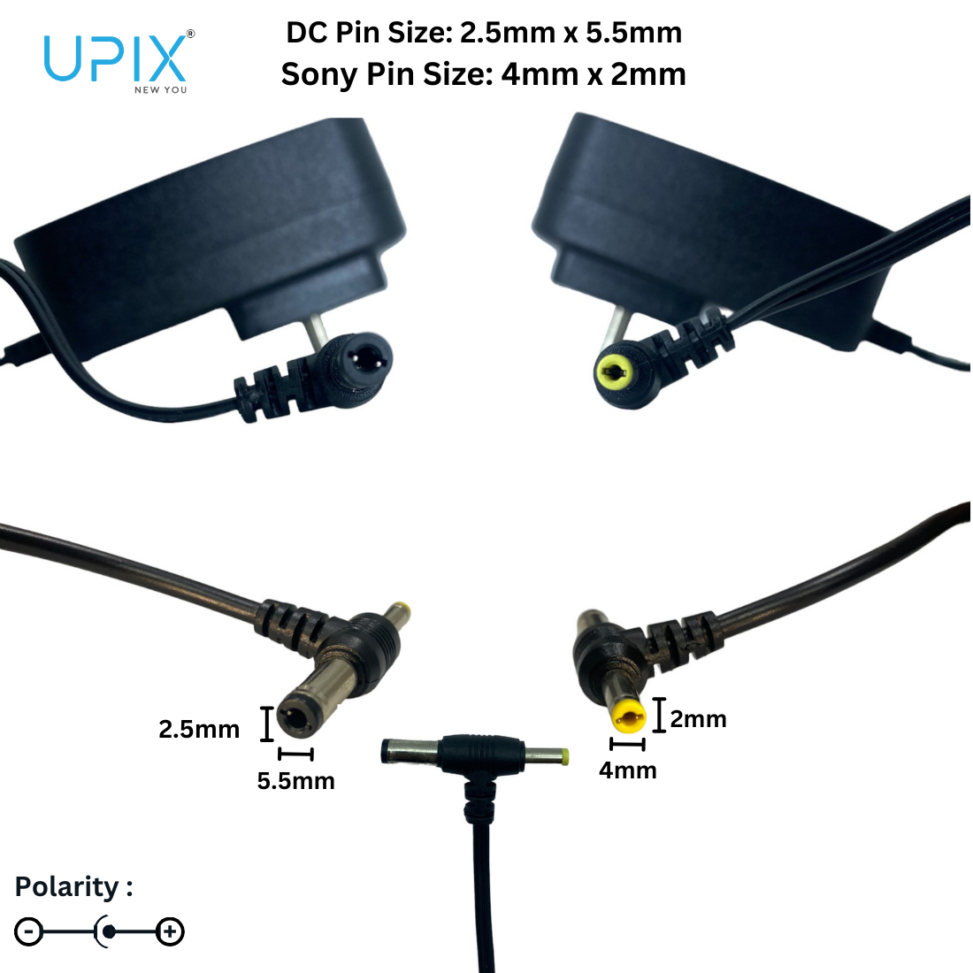 Upix 9V 2A DC Supply Power Adapter (with DC and Sony Pin)