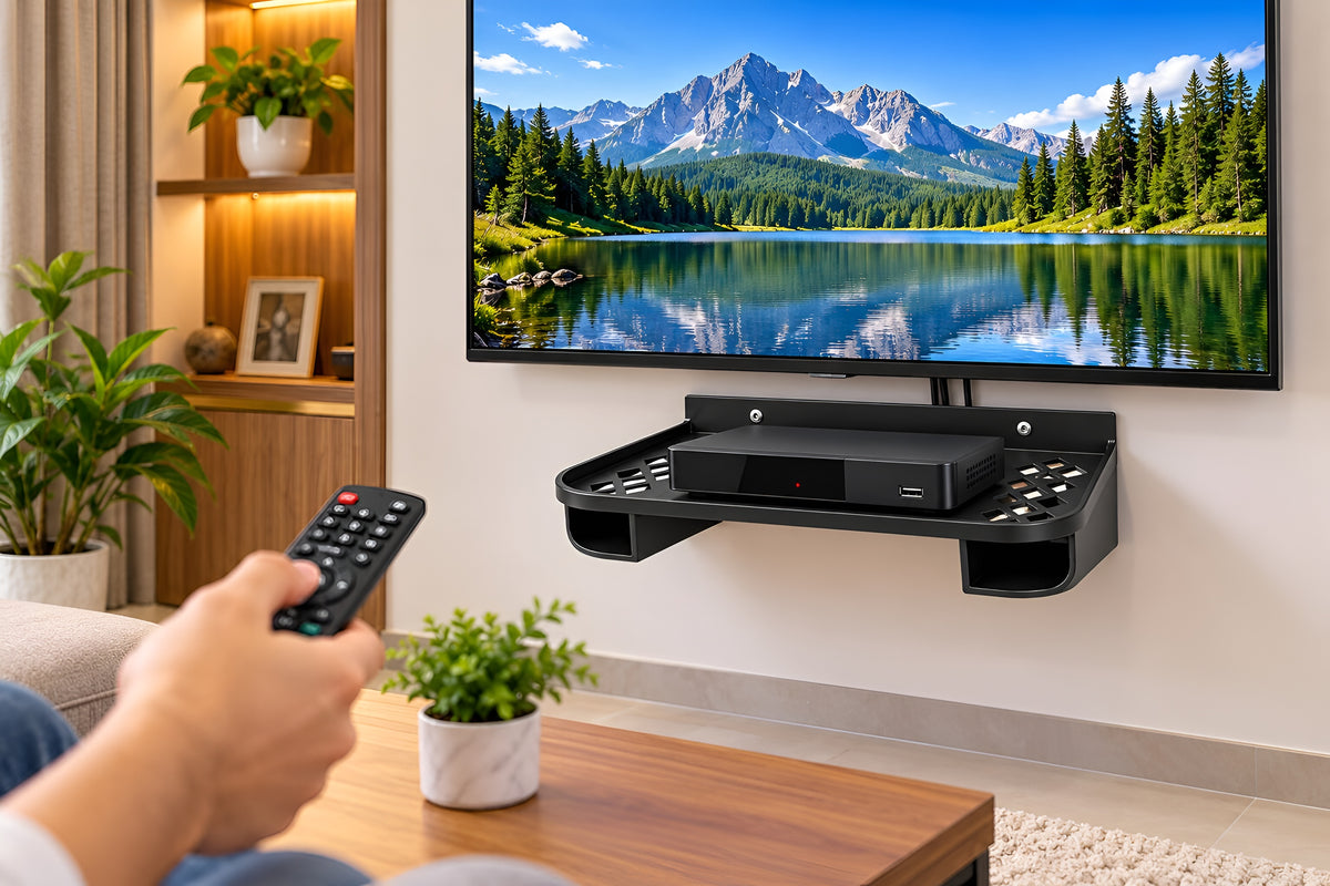 Upix DTH/Set Top Box Stand ABS Plastic Wall Shelf