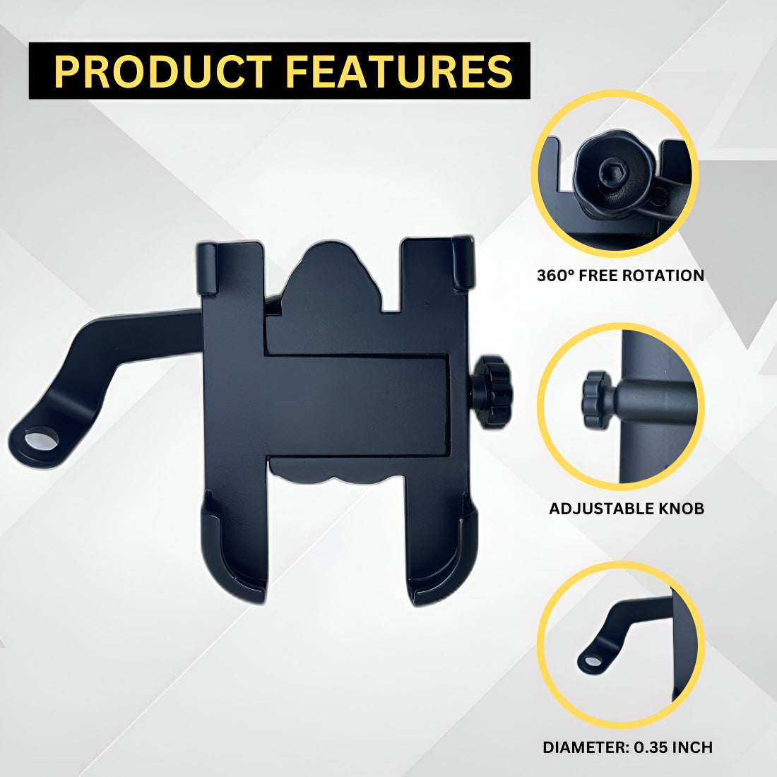 Upix Universal Bike Mount Phone Holder, Mobile Stand, Metal Body (Black)