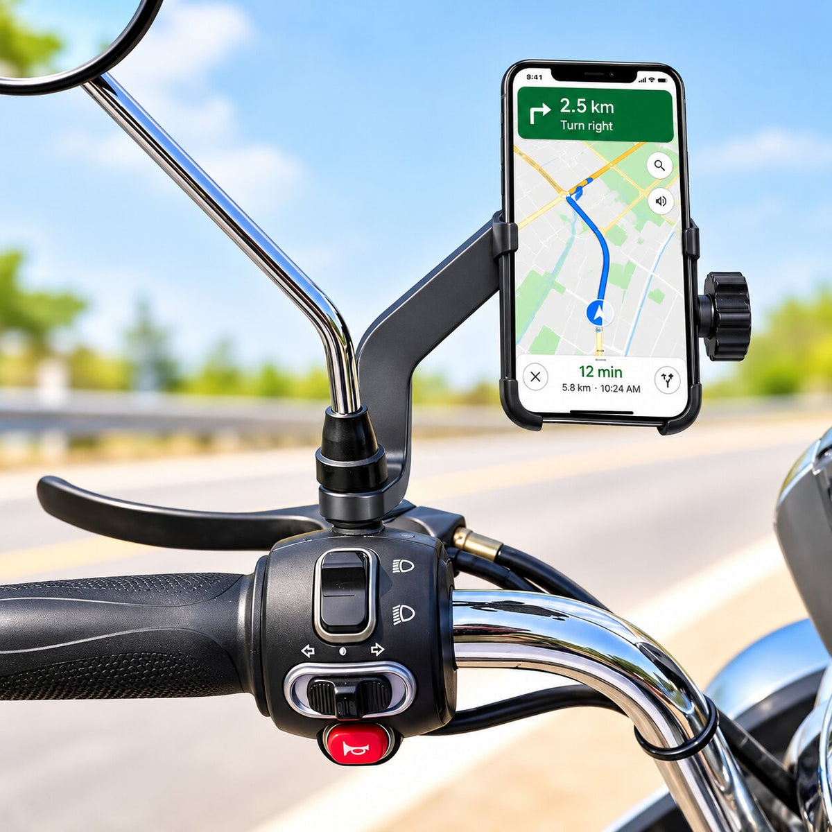 Upix Universal Bike Mount Phone Holder, Mobile Stand, Metal Body (Black)