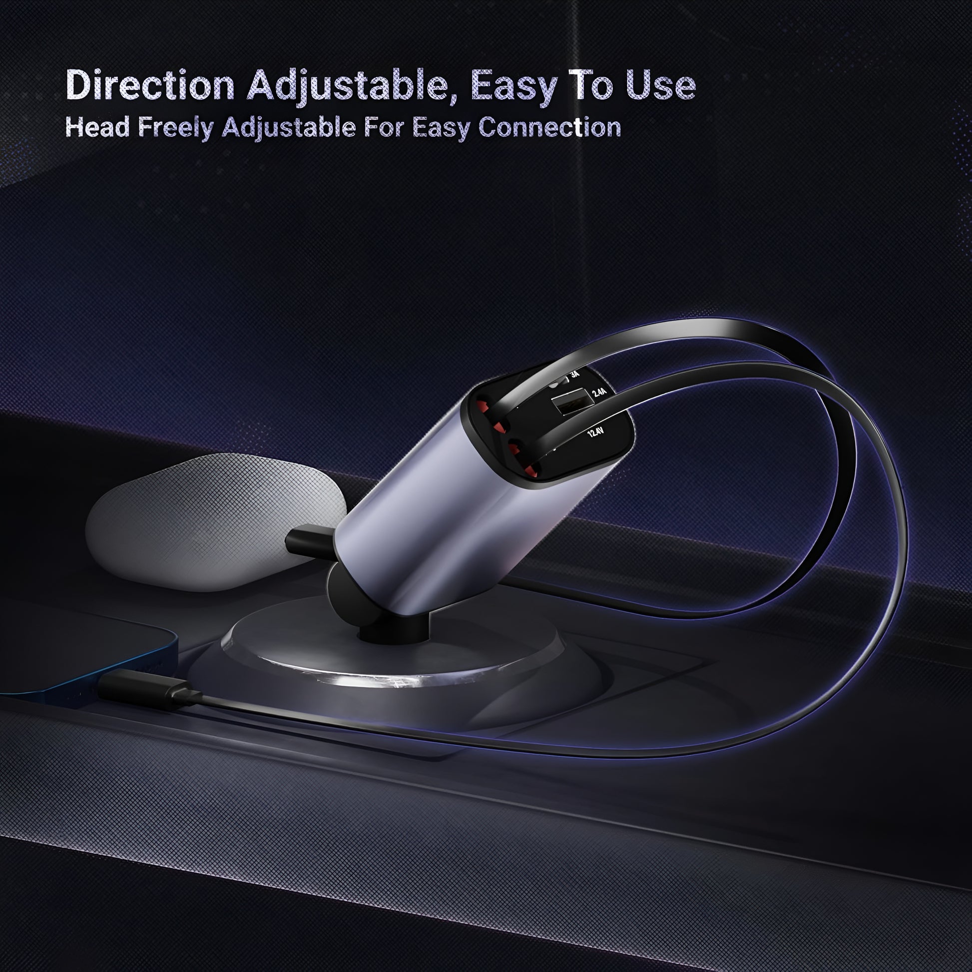 Upix 4-in-1 Retractable Car Charger 120W Super Fast Charging, Dual Ports Car Adapter with Type-C and Lightning Cable