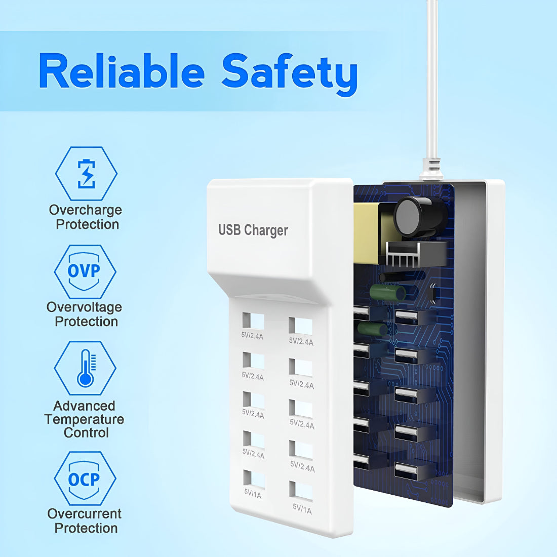 Upix USB Charger USB Charging Station 10 Port
