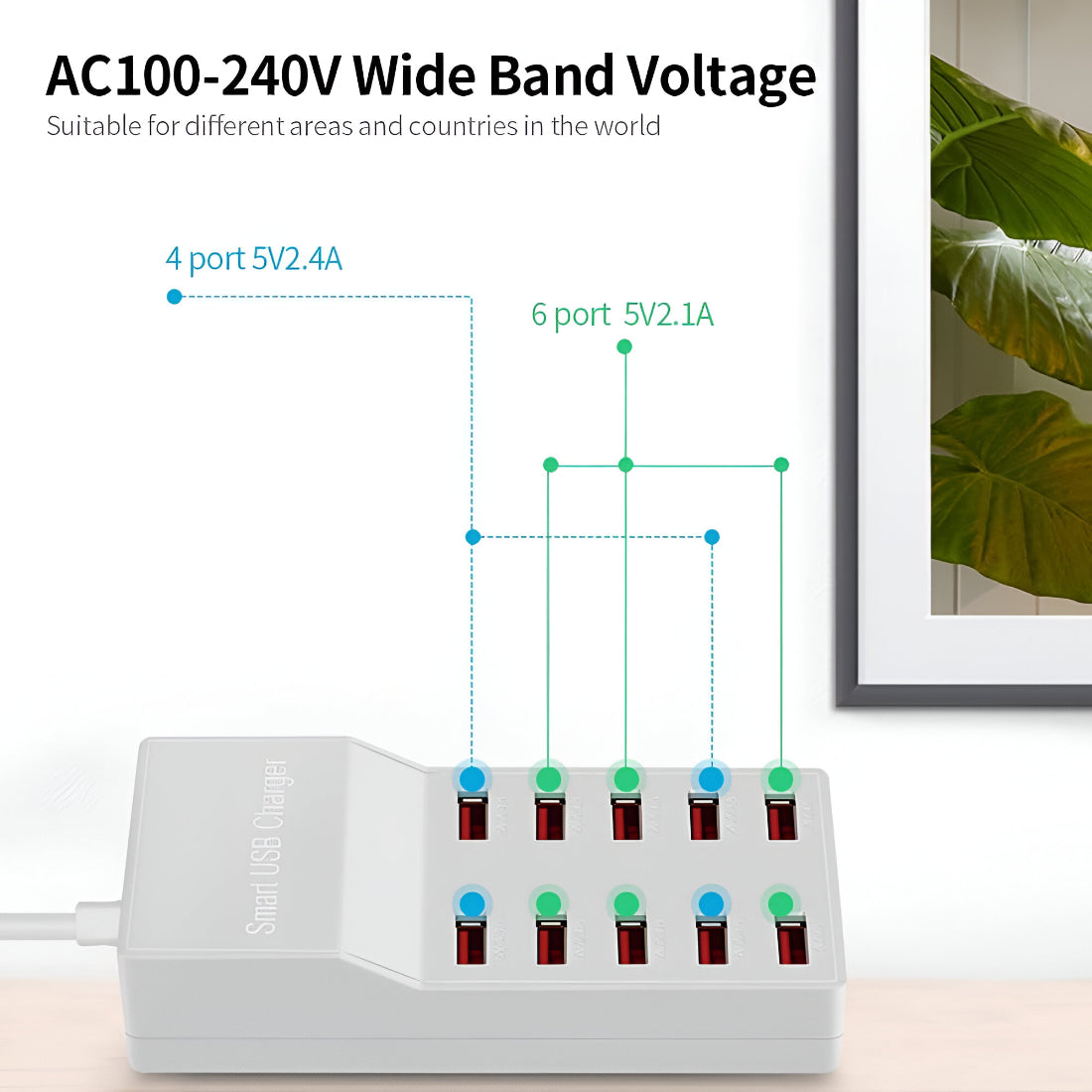 Upix USB Charger USB Charging Station 10 Port