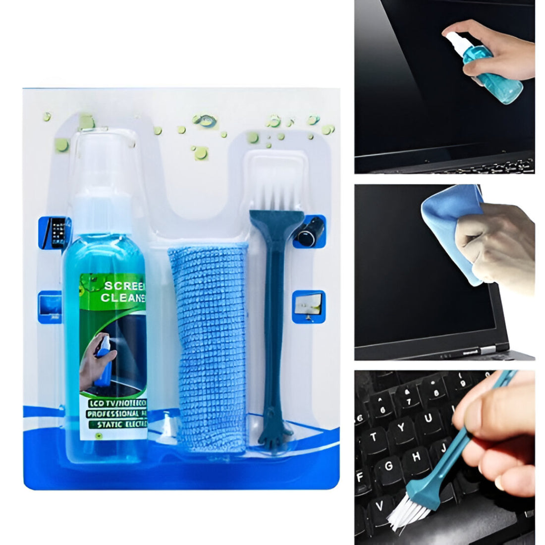 Upix 3 in 1 Screen Cleaning Kit with Brush and Micro Cloth